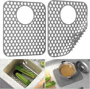 2PCS Non-Slip Heat Resistant Silicone Sink Protector Mat Rear Drain Sink Mat - Picture 1 of 9