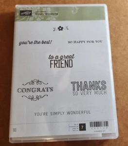 NUEVO Stampin' Up! Juego de estampillas de goma Simply Wonderful palabras-frases - Imagen 1 de 2