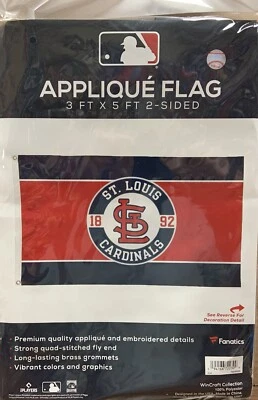 ST. LOUIS CARDINALS APPLIQUE EMBROIDERED 3'X5' 2 SIDED FLAG NEW WINCRAFT 👀 - Image 1 of 3