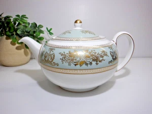 Wedgwood Columbia Sage Green Teapot 1200ml Black Backstamp Bone China Vintage - Picture 1 of 9