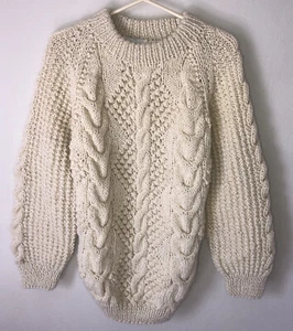 Neu mit Etikett Vintage Passports Of Pier 1 handgestrickt in Griechenland 100 % Wolle Pullover Grobstrick M - Bild 1 von 8