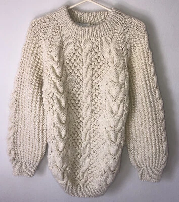 Neu mit Etikett Vintage Passports Of Pier 1 handgestrickt in Griechenland 100 % Wolle Pullover Grobstrick M - Bild 1 von 4