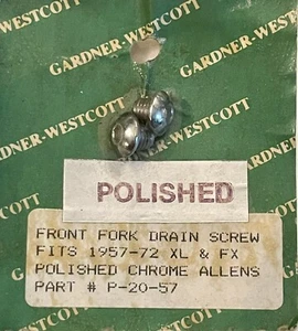P-20-57 1957-1972 XL & FX FRONT FORK DRAIN POLISHED CHROME ALLEN SCREWS NOS - Bild 1 von 1