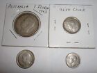 - AUSTRALIA - 4  SILVER (PRE-DECIMAL)COINS - FLORIN, 6PX2 & 3P -1943 & 1951 - VF