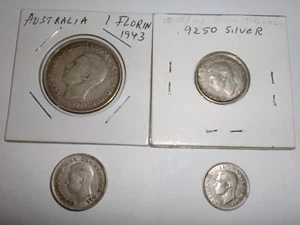 - AUSTRALIA - 4 MONEDAS DE PLATA (PRE-DECIMALES) - FLORÍN, 6PX2 y 3P - 1943 y 1951 - en muy buen estado - Imagen 1 de 3