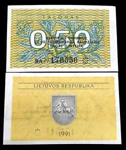 Lithuania 0.50 Talonas 1991 Banknote World Paper Money UNC Currency Bill Note - Picture 1 of 3