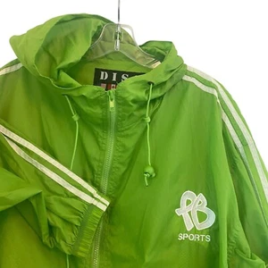 DISS Windbreaker 90er Vintage Jacke Kapuze leicht PB Sport neongrün XL Reißverschluss - Bild 1 von 16
