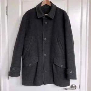 HAMMERSLEY Men’s Coat Overcoat sz M Cashmere & Wool Full Zip & Buttons Dark Gray - Picture 1 of 15