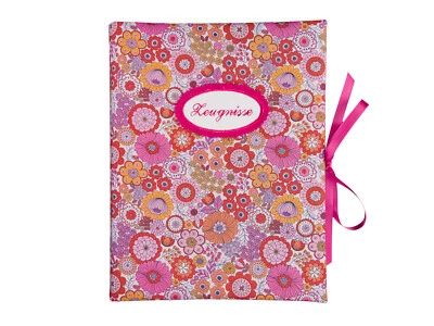 Zeugnismappe Sammelmappe Rezepte DIN A4 - Blumen rosa pink bunt - mit Namen - Bild 1 von 4