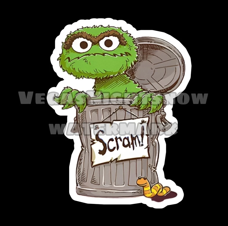Oscar the grouch 4 Inch Laminated Vinyl sticker weatherproof bumper decal