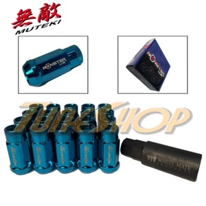 MONSTER LUG 14X1.5 M14 1.5 48MM EXTENDED WHEELS NUTS ACORN RIM OPEN END 20 BLUE - Picture 1 of 2