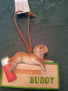 NUEVO AMARILLO LABRADOR RETRIEVER LABORATORIO CAZA AMIGO RESINA ADORNO DE NAVIDAD - Imagen 1 de 6