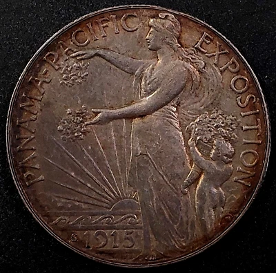1915 S Panama-Pacific Exposition Commemorative Half Dollar! A toned beauty! - Image 1 of 4