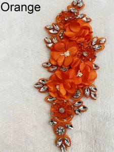 2x 3D Applikation Kristall Strass Spitze Blume Hochzeit Motiv Patch Nähen Deko - Bild 1 von 23