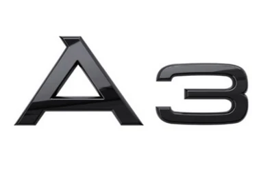 LETRAS TRASERAS AUDI A3 PARA TAPA MALETERO, INSIGNIA, EMBLEMA, NEGRO BRILLANTE Foto 1 de 2
