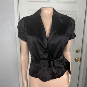 Vintage y2K Ashley International Hemd Top Jacke M Satin Knopf Mantel X3-7 - Bild 1 von 6