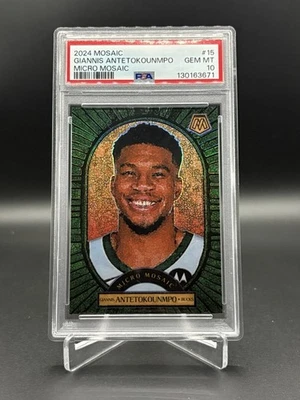 2024-25 Panini Mosaic Giannis Antetokounmpo Micro Mosaic Prizm #15 PSA 10 Foto 1 de 2