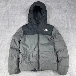 The North Face Moondoggy 2.0 Down Jacket Boys M Gray Black Sherpa Fleece Lined - Picture 1 of 10
