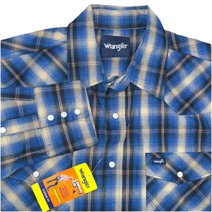 NUEVO CON ETIQUETAS Wrangler Corte Vaquero Calce Clásico Perla A Presión Botones Camisa Grande Para Hombre’s - Imagen 1 de 7