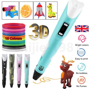 3D Printing Pen Set Doodle PLA Filament Printer Drawing 10 Colours Gift For Kids - Picture 1 of 17