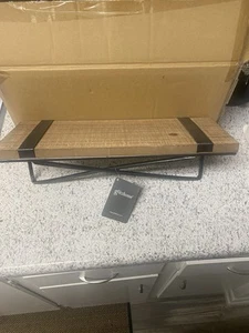 Glitzhome Rustic Wood And Black Iron Trim Shelves (2) - Picture 1 of 5