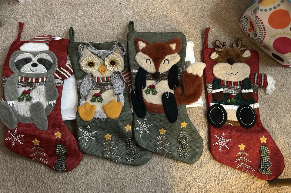 conjunto de 4 meias de Natal- Fox-sleuth-owl-moose - Imagem 1 de 4
