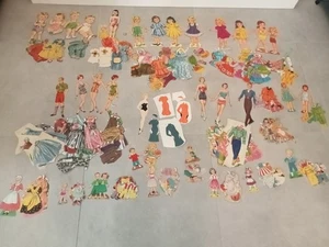 Large collection cardboard and Paper Vintage Dress-up Dolls and outfits 1950s US - Picture 1 of 18