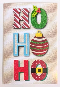 Set/4 Fantus Paper Products Christmas Cards w/ Envelopes Ho Ho Ho 6.75" x 4.5" - Picture 1 of 4