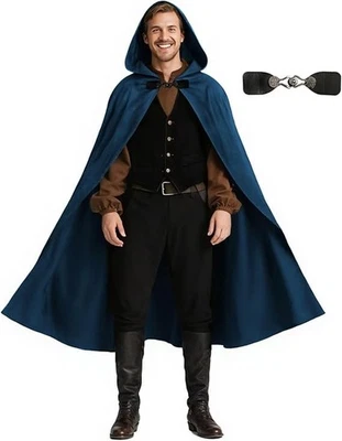 Capa medieval con capucha capa renacentista para hombre y mujer disfraz de Halloween Foto 1 de 4