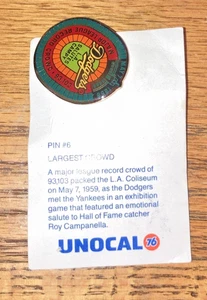 Los Angeles Dodgers Pin Largest Crowd at Los Angeles Coliseum - Unocal 76 Pin #6 - Picture 1 of 2