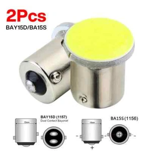 2x BA15S BAY15D LED R5W Weiß 12V COB Autolicht Seite Heckscheibe Glühbirne - Picture 1 of 9