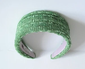 Violet & Brooks Wide Piped Tweed Green Headband - Picture 1 of 3
