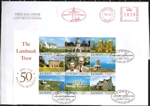 GB Lundy 2015 QEII Landmark Trust 50 Years Mini Sheet First Day Cover - Picture 1 of 1