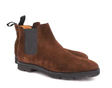 $2360 | JOHN LOBB LAWRY CHELSEA ANKLE BOOT UK 8 E 9 D DARK BROWN SUEDE