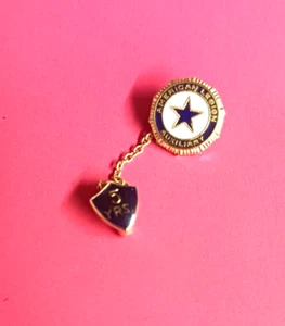 Vintage Legión Americana Auxiliar 5 Años Corbata Pin Cadena Tac Star Azul Blanco Oro - Imagen 1 de 3