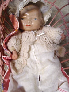 rare ptd eye ANTIK 1920er GRACE S PUTNAM BYE-LO Composition HEAD BABY DOLL as - Bild 1 von 13