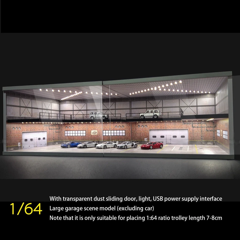 1/64 Diorama Car Garage Showroom Model LED Lighting Scene Display Model Gift US - Image 1 of 4