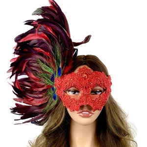 Women Costume Masquerade Party Masks With Feather For Wedding Ball Mask - Picture 1 of 15