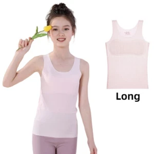 Girl Sleeveless Tank Top Jacquard Stretch Camisole Puberty Starter Bra - Picture 1 of 23