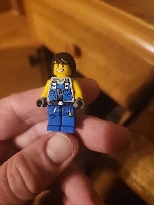 LEGO Power Miner - Rock Monsters mini figure Blue Overalls VINTAGE Pm012 - Image 1 of 4