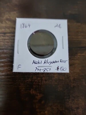 1864 Two Cent Piece, F, Medal Alignment Error - Image 1 of 2