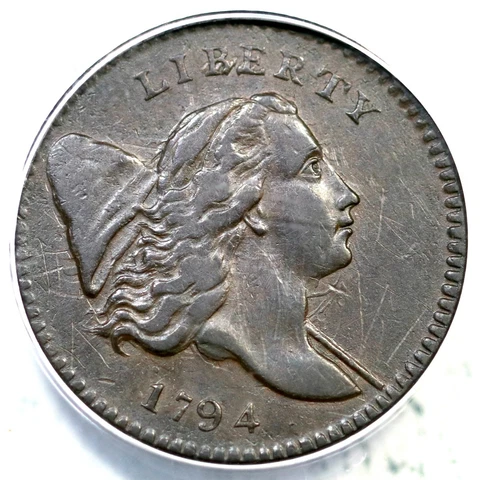 1794 C-6a R-5+ ANACS EF 40 Details Liberty Cap Half Cent Coin 1/2c Cover