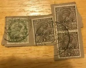 INDIEN PORTO EINE ANNA X 3 4 ANNA X 1 BRIEFMARKEN DER 1930ER JAHRE GEBRAUCHT  - Bild 1 von 1