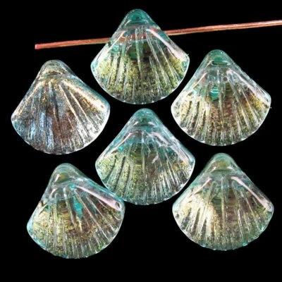 30 Piezas 10x10x6mm Tallado Azul Amarillo Titanio Cristal Concha Colgante Cuentas 8SJ Foto 1 de 3