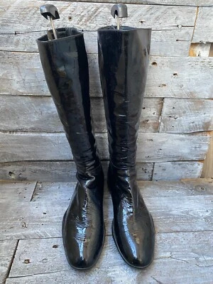 Botas deportivas de motociclista Prada hasta la rodilla charol talla 38,5 EE. UU. 8, Y2K Foto 1 de 4