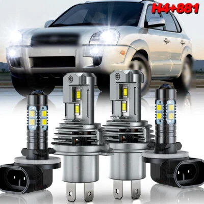 For Hyundai Tucson 2005-2008 2009 4xCombo LED Headlight High/Low+Fog Light white - Image 1 of 4