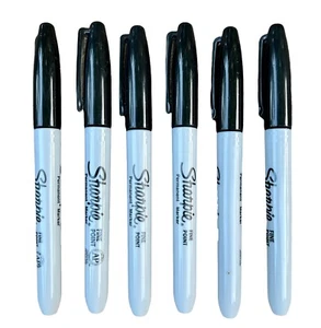 Sharpie Markers 6 Fine Point Tip Black 6-Count Permanent 30001 - Picture 1 of 3