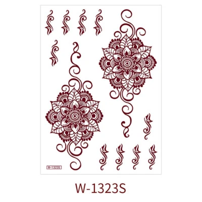 Pegatina Tatuaje Temporal Rojo Marrón Mandala Mehndi Henna Arte Corporal Encaje Transferencias/ Foto 1 de 4