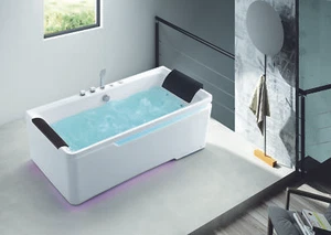 VASCA IDROMASSAGGIO LED 175X85 RISCALDATA 32GETTI 2 POSTI LED BLUETOOTH ITALIA - Foto 1 di 21