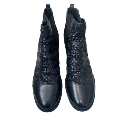 Botas botines de cuero tejido negro 7,5 Brighton Galore Foto 1 de 4